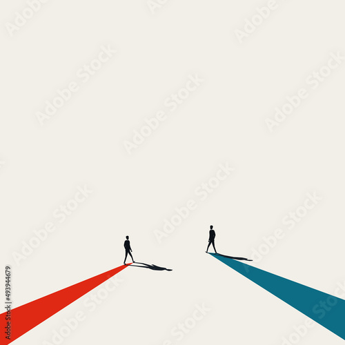 Business merger and partnership vector concept. Symbol of cooperation, integration. Minimal illustration. photo