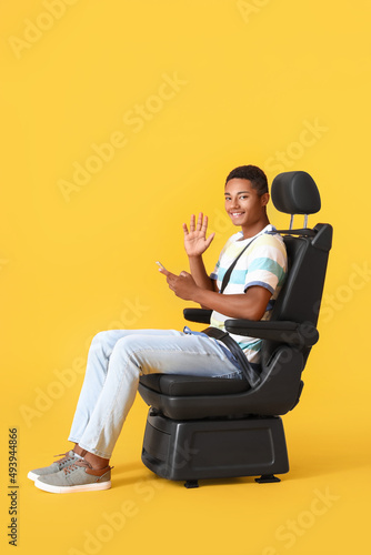African-American man in car...