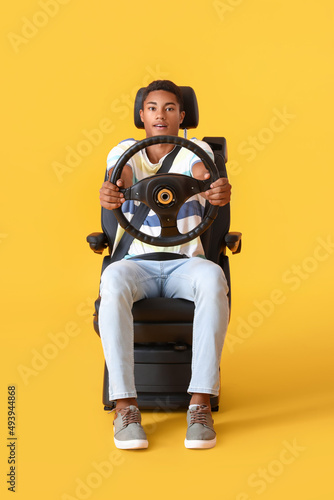 African-American man in car...