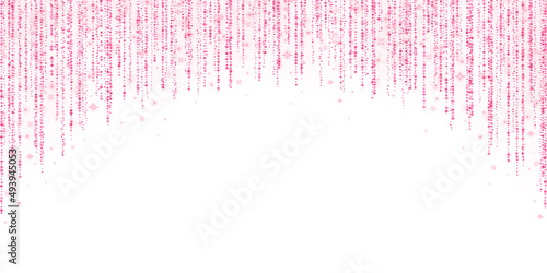 Hot pink arc decoration glitter garland on white background. Vector