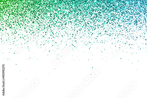Green blue falling particles on white background. Vector