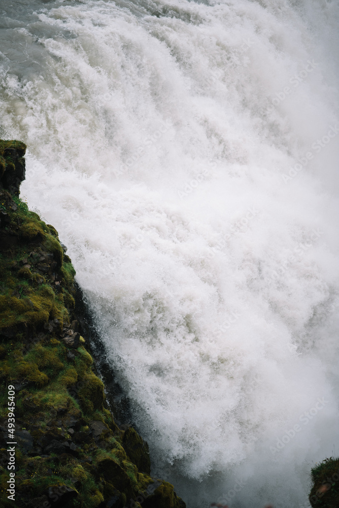 Drops of Gullfoss waterfall. Iceland