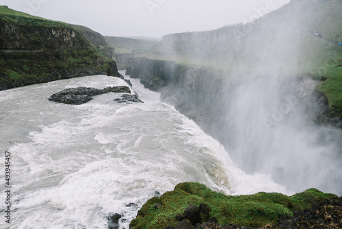 Beautiful wide angle shot of Gullfoss waterfall  located in Iceland  Golden Circle