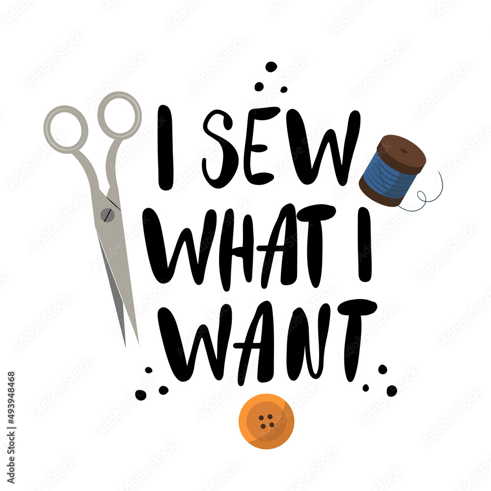 Hand drawn doodle lettering quote about sewing and crafting. Black color inspirational text design Hand drawn doodle lettering quote about sewing and crafting. Black color inspirational text design
