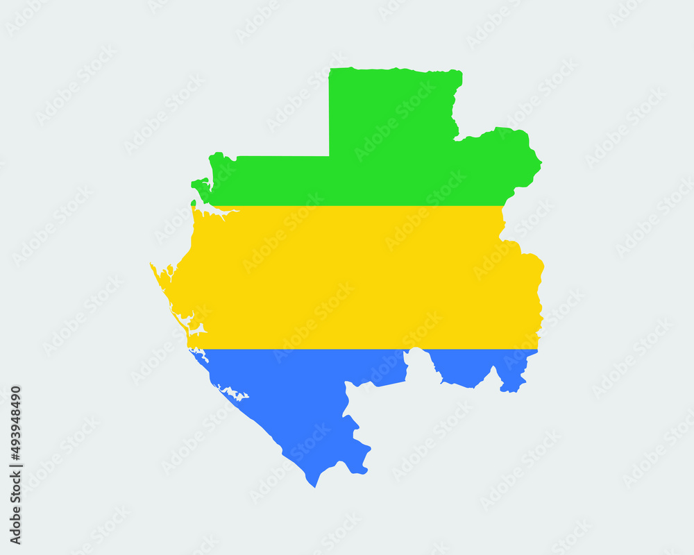 Gabon Map Flag. Gabonese Map with the Gabonaise country banner. Vector Illustration. Gabon Map Flag. Gabonese Map with the Gabonaise country banner. Vector Illustration.