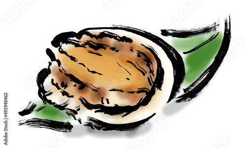 あわびの手描き和風イラスト　