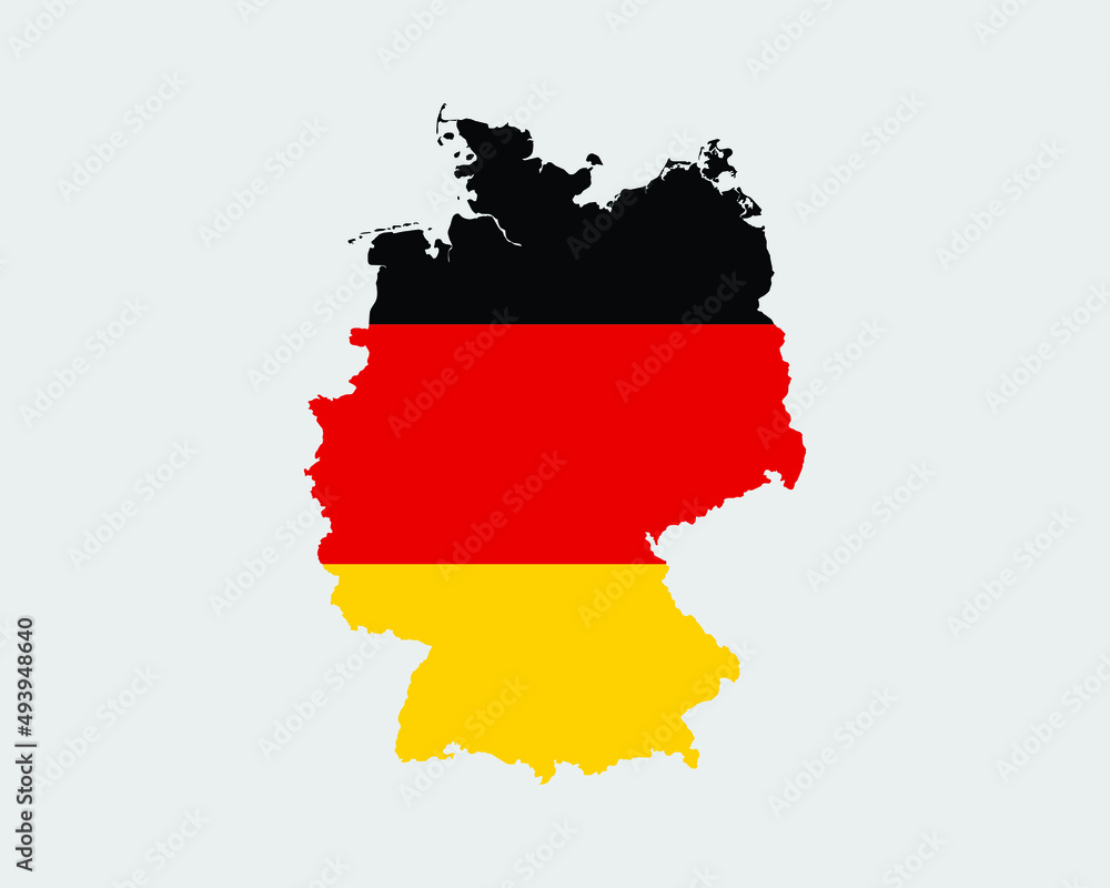 Germany Map Flag. Map of the Federal Republic of Germany with the German country banner. Vector Illustration. Germany Map Flag. Map of the Federal Republic of Germany with the German country banner. Vector Illustration.
