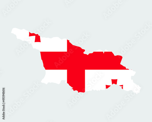 Georgia Map Flag. Map of Georgia with the Georgian country banner. Vector Illustration.