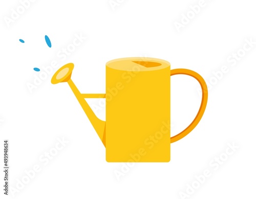 Vector illustration of yellow watering can in flat style