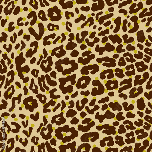 Hand Drawing Abstract Cheetah Leopard Leather Animal Skin Shapes with Dots Repeating Vector Pattern Isolated Background
