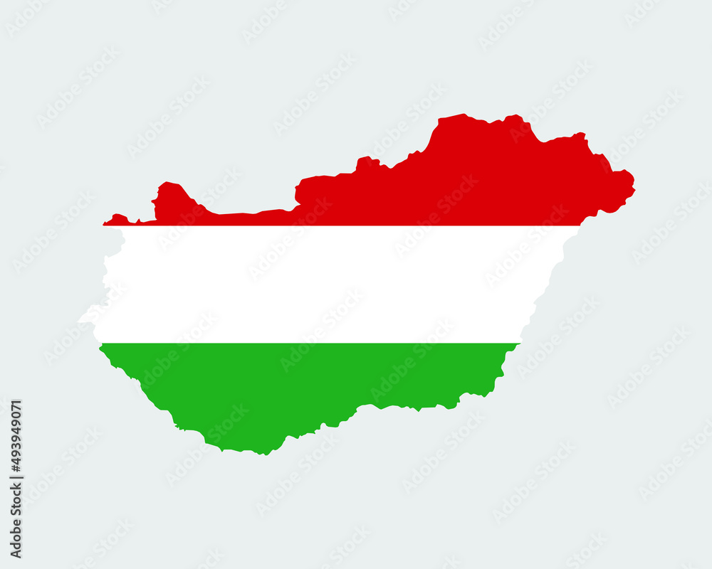 Fototapeta premium Hungary Map Flag. Map of Hungary with the Hungarian country banner. Vector Illustration.