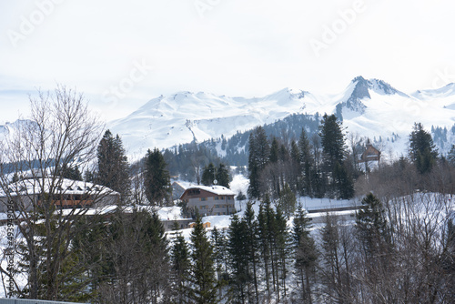 Flumserberg, Skiers, snowboarders, carvers, families all enjoy their time on the ski runs of winter sports resort located directly above Lake Walen. 65 km of perfectly groomed slopes invite you. photo