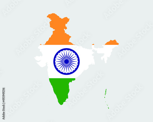 India Map Flag. Map of the Republic of India with the Indian country banner. Vector Illustration.