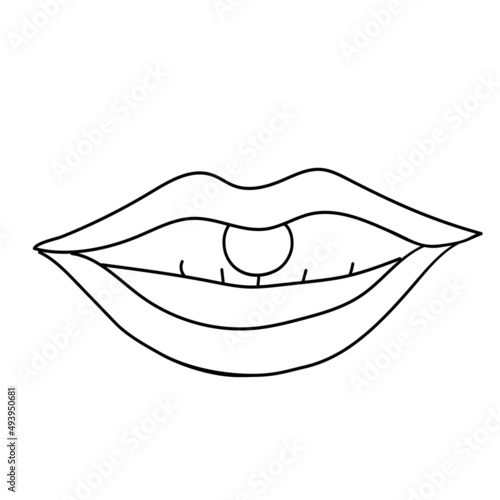 Black line Piercing isolated on white background. Vector