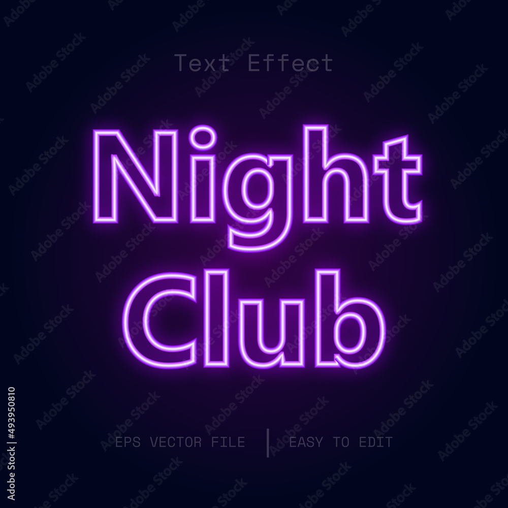 Fototapeta premium Night club neon style text effect