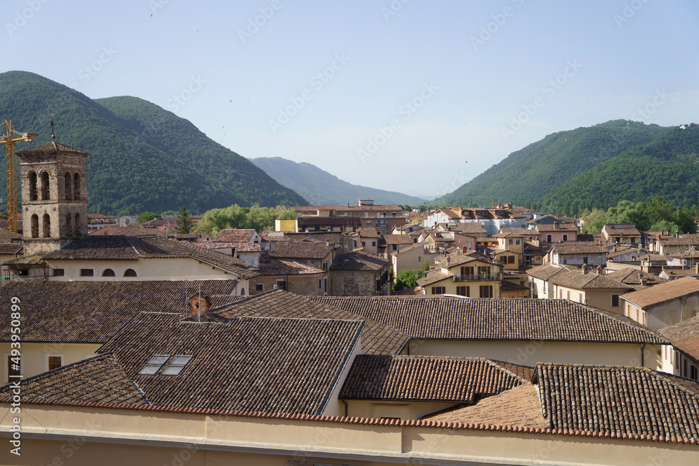 Rieti: panoramic view from the historic Duomo at morning
