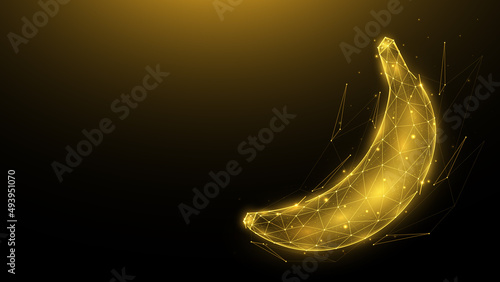 Banana vector polygonal illustration. Fruit in low poly style. Abstract banner, template or background
