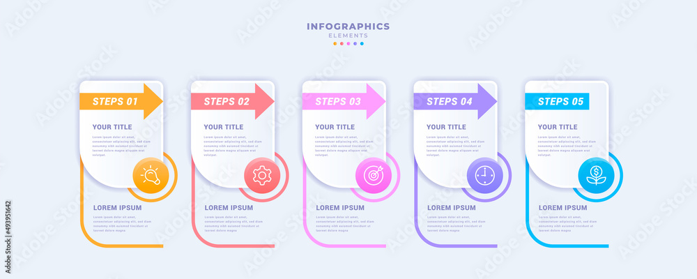 Business infographic template with five steps