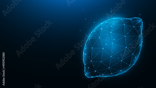 Vector polygonal illustration of a lemon. Fruit in low poly style. Abstract banner, template or background.