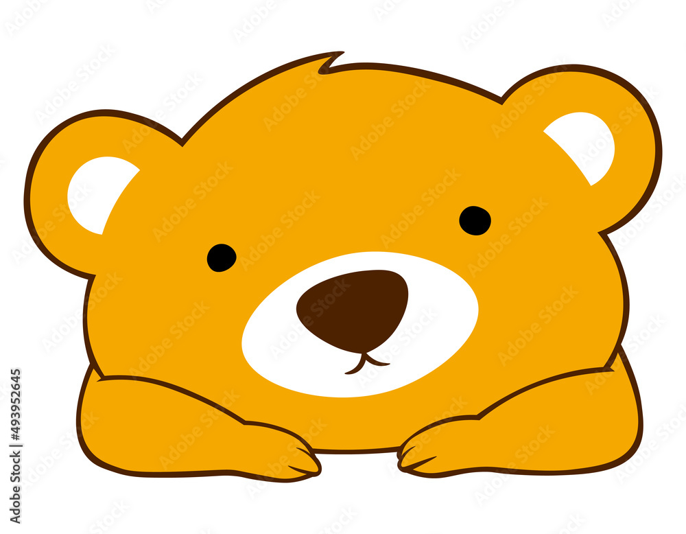 Bear head lies on the hands cartoon isolated illustration Bear head lies on the hands cartoon isolated illustration