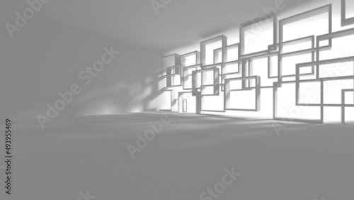 Illuminated corridor interior design. Empty Room Interior Background