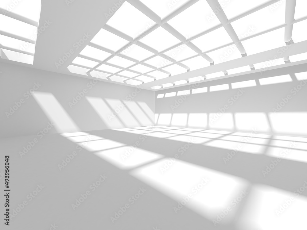 Fototapeta premium Illuminated corridor interior design. Empty Room Interior Background
