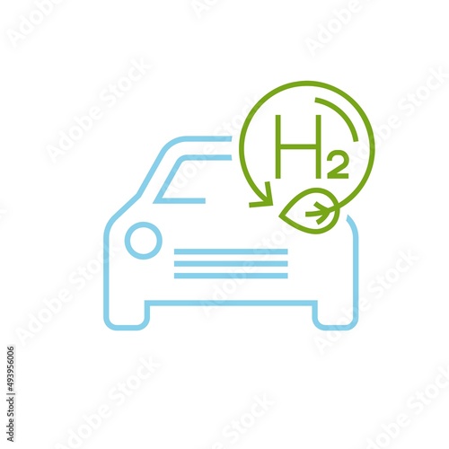 Green hydrogen car symbol. Editable vector illustration