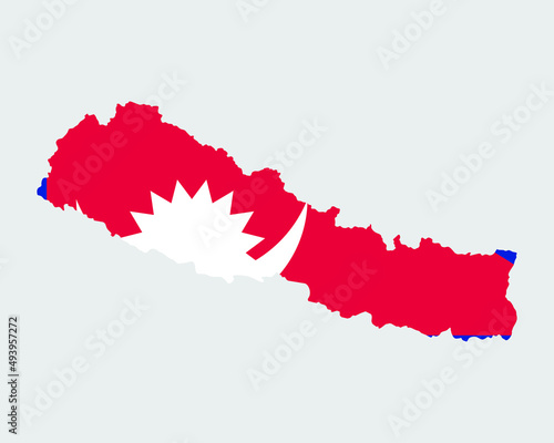 Nepal Flag Map. Map of the Federal Democratic Republic of Nepal with the Nepalese country banner. Vector Illustration.