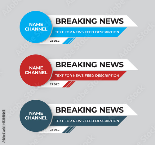 Set of modern vector lower third screen for titles and captions.
