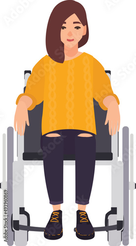 Young Woman with Disability in Wheelchair Illustration