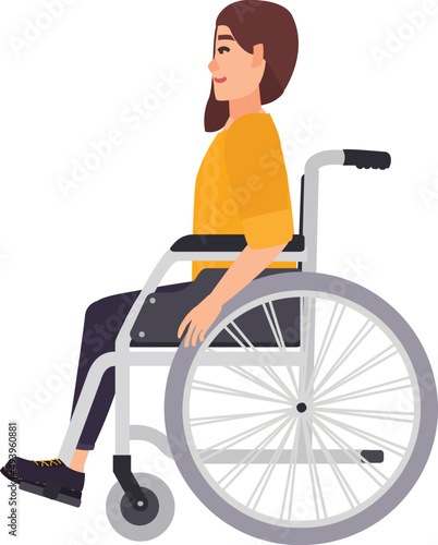Disabled Woman in Wheelchair Cartoon Illustration