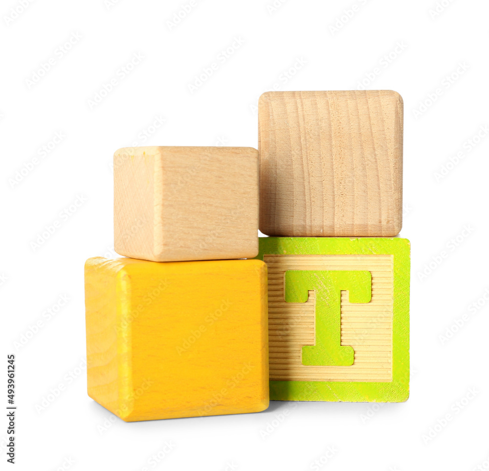 Obraz premium Wooden cubes isolated on white