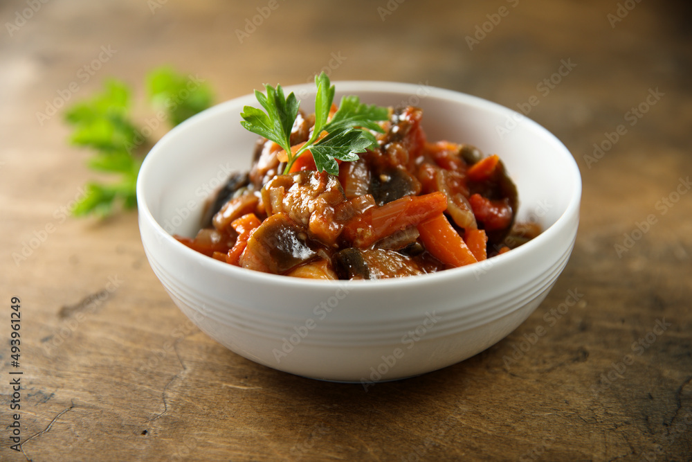 Homemade eggplant ragout with carrot Homemade eggplant ragout with carrot
