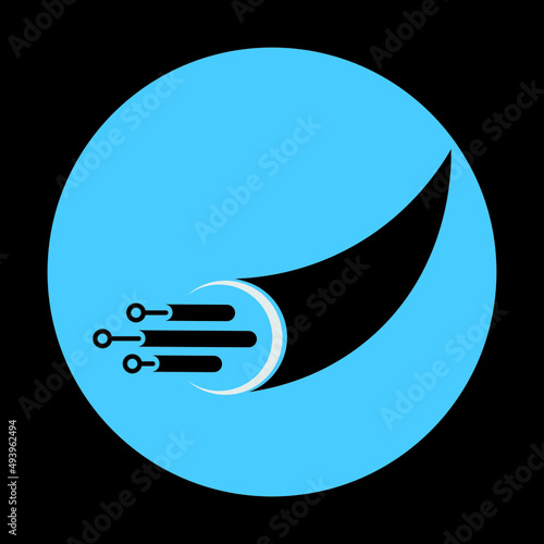 Optical Fiber cable icon for communication technology and connecting concept Vector Illustration.Network conceptual. Future Technology With High speed Internet Large data transfer with new fiber optic