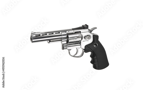 Pneumatic pistol revolver for sports and entertainment. Airsoft guns. Isolate on a white back.