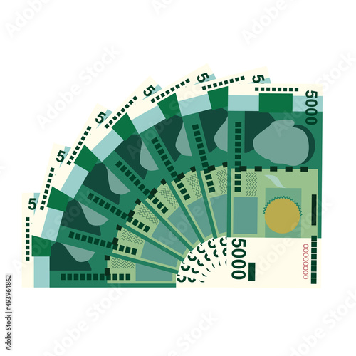 Kyrgyz som Vector Illustration. Kyrgyzstan money set bundle banknotes. Paper money 5000 som. Flat style. Isolated on white background. Simple minimal design.