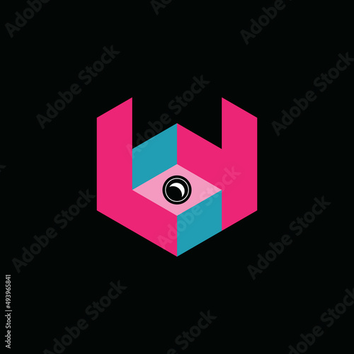 CCTV robot logo with one eye camera. Simple robot face illustration design for personal and company branding. EPS8