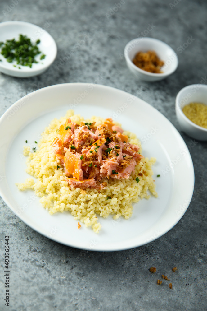 Couscous with hot smoked salmon Couscous with hot smoked salmon