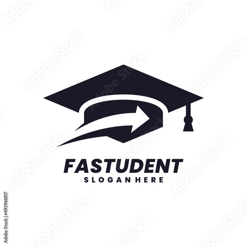 Graduate hat and fast arrow logo vector