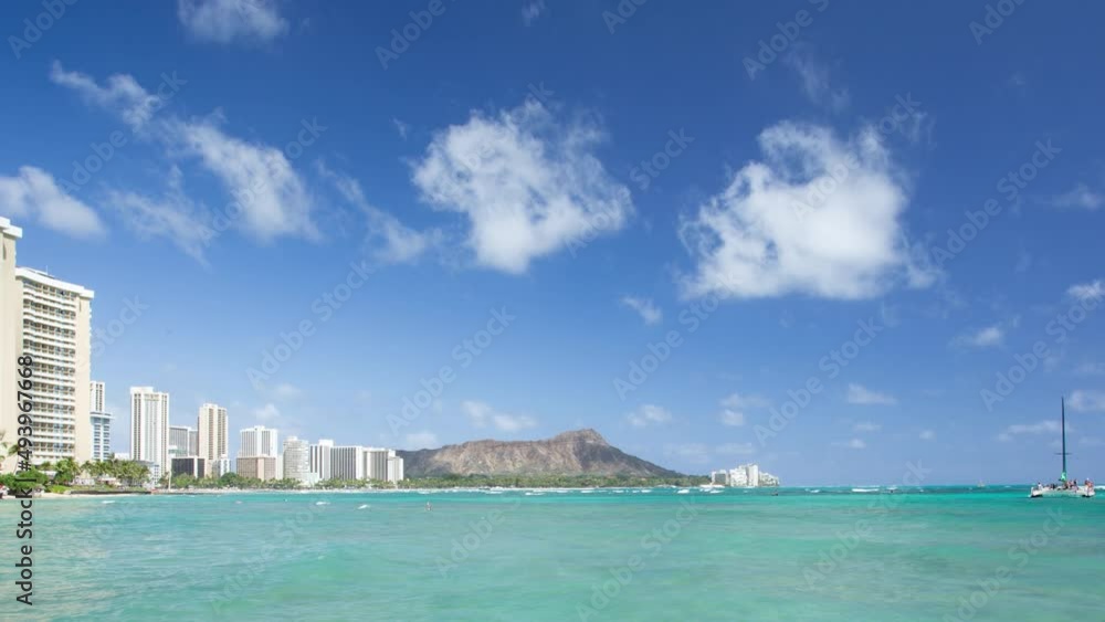 Time lapse of Diamond head and Waikiki beach Time lapse of Diamond head and Waikiki beach