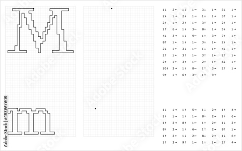 Billede på lærred Alphabet M Graphic Dictation Drawing M_2203001