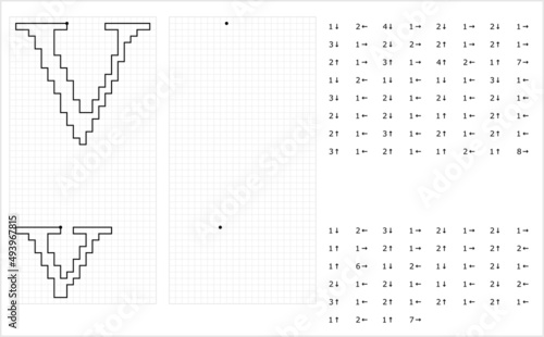 Alphabet V Graphic Dictation Drawing M_2203001