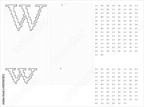 Alphabet W Graphic Dictation Drawing M_2203001