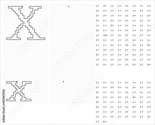 Alphabet X Graphic Dictation Drawing M_2203001