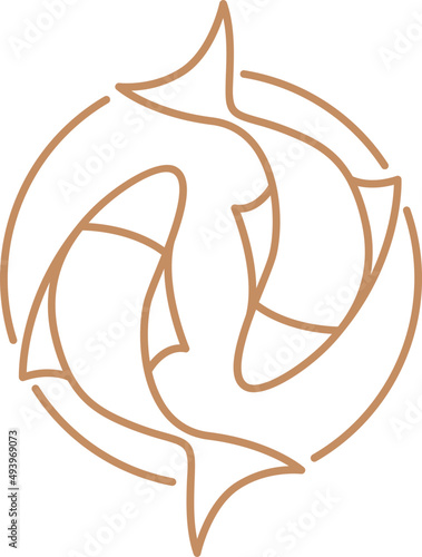 Pisces Zodiac Sign Line Art Illustration