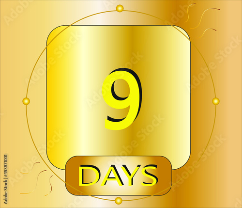 9 days. gold plate vector for event count