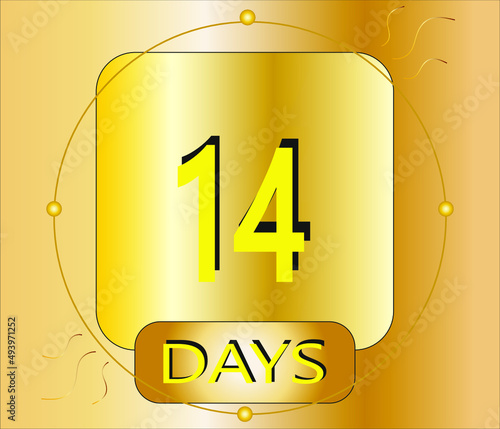 14 days. gold plate vector for event count