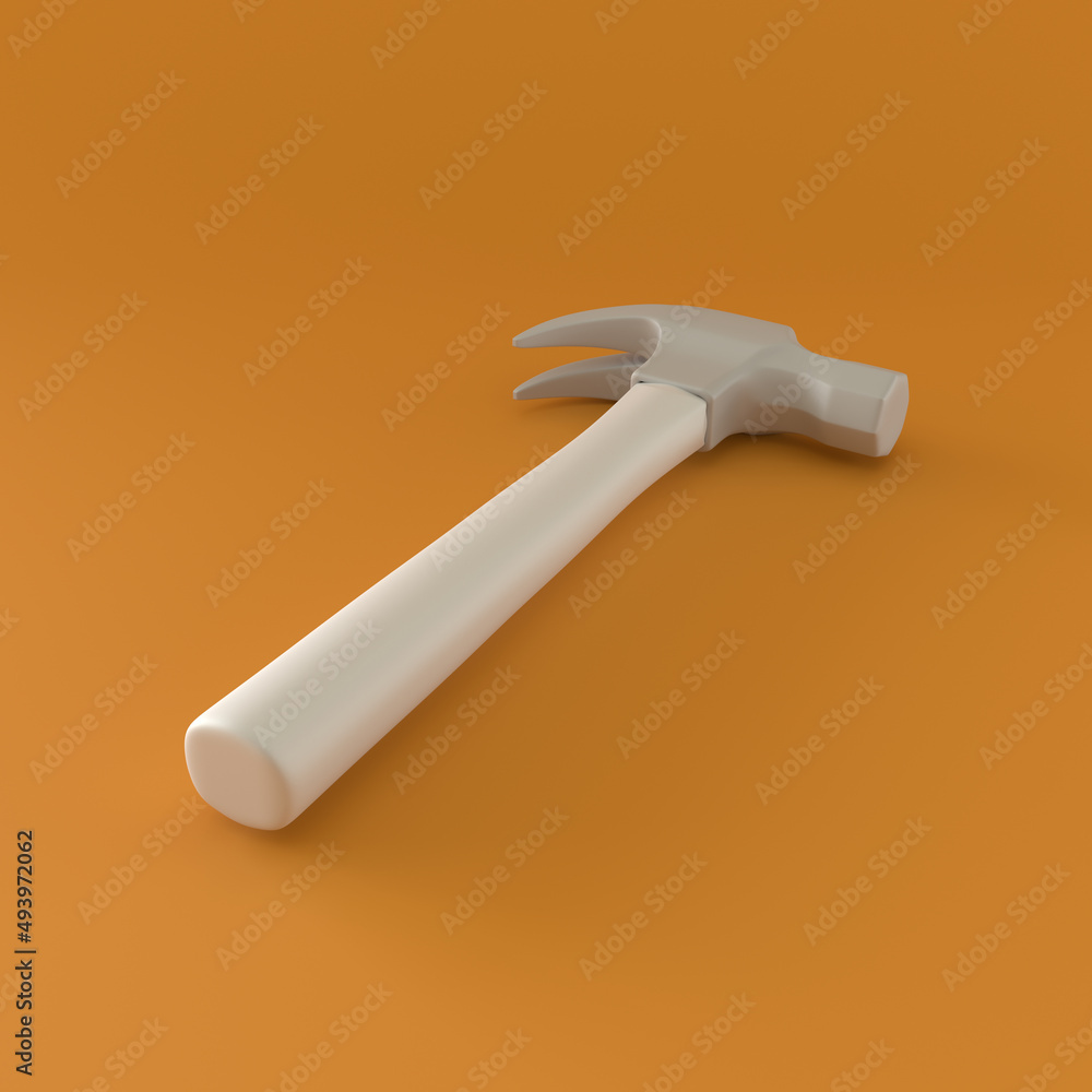 Monochrome Hammer on Orange Background, 3d Rendering Monochrome Hammer on Orange Background, 3d Rendering