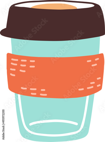Reusable Eco Friendly Coffee Cup Cartoon Illustration