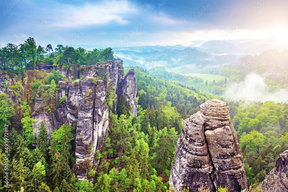 spectacular scenery near Rathen, Germany, Europe (Sachsische Schweiz)